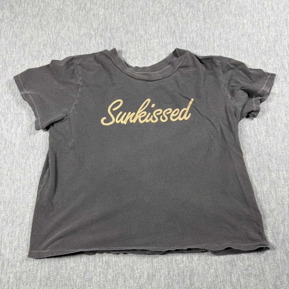 Billabong T-Shirt Women Large Gray Sunkissed Graphic Short Sleeve Casual Cotton
